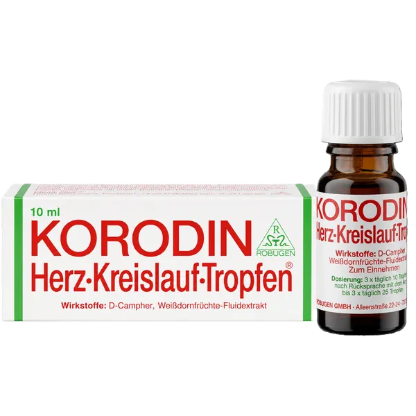 KORODIN® Herz-Kreislauf-Tropfen – Schachtel und 10-ml-Flasche