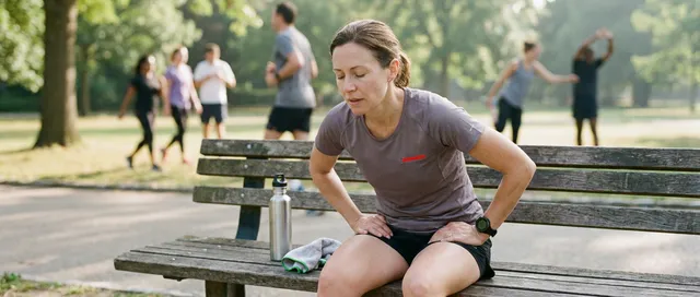 Erschöpfte Person nach dem Training mit Kreislaufschwindel